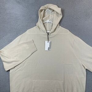 NEW The Commons Hoodie Mens 2XL Beige Cream Merino Wool Knit Pullover Sweater